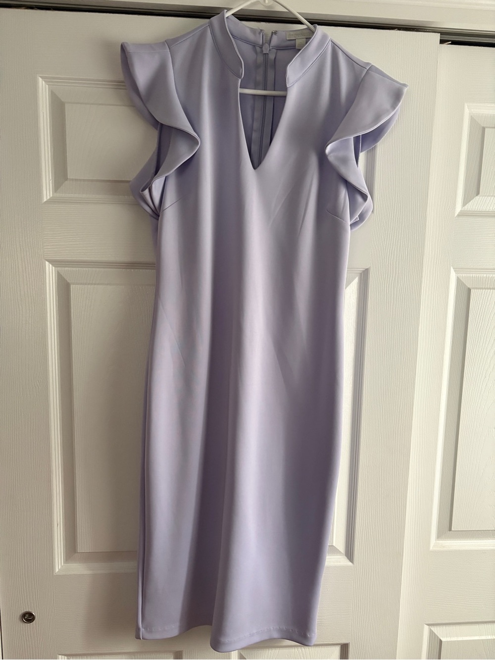 New York & Company Lavender Ruffle Sleeve Midi Dress
